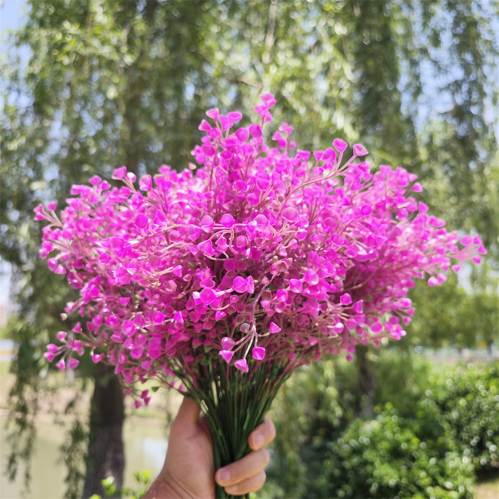 Arbusto artificial con resistencia a los rayos UV de 15" x 18" para jardín, balcón y terraza - Fucsia