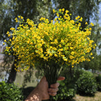 Arbusto artificial con resistencia a los rayos UV de 15" x 18" para jardín, balcón y terraza - Amarillo