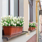 Tulipanes artificiales con resistencia a los rayos UV de 16" x 7" para jardín, balcón y terraza - Naranja