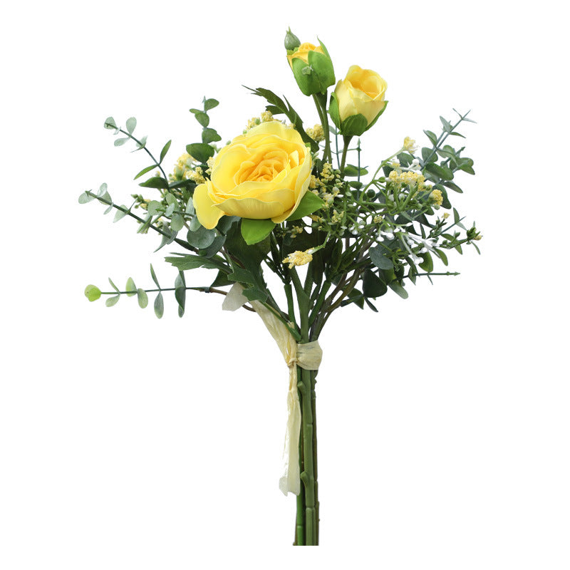 Ramo de Flores Artificiales Lotus con Paniculata, Ramo Único de Tela Efecto Seda, para Boda, Hogar y Escaparate