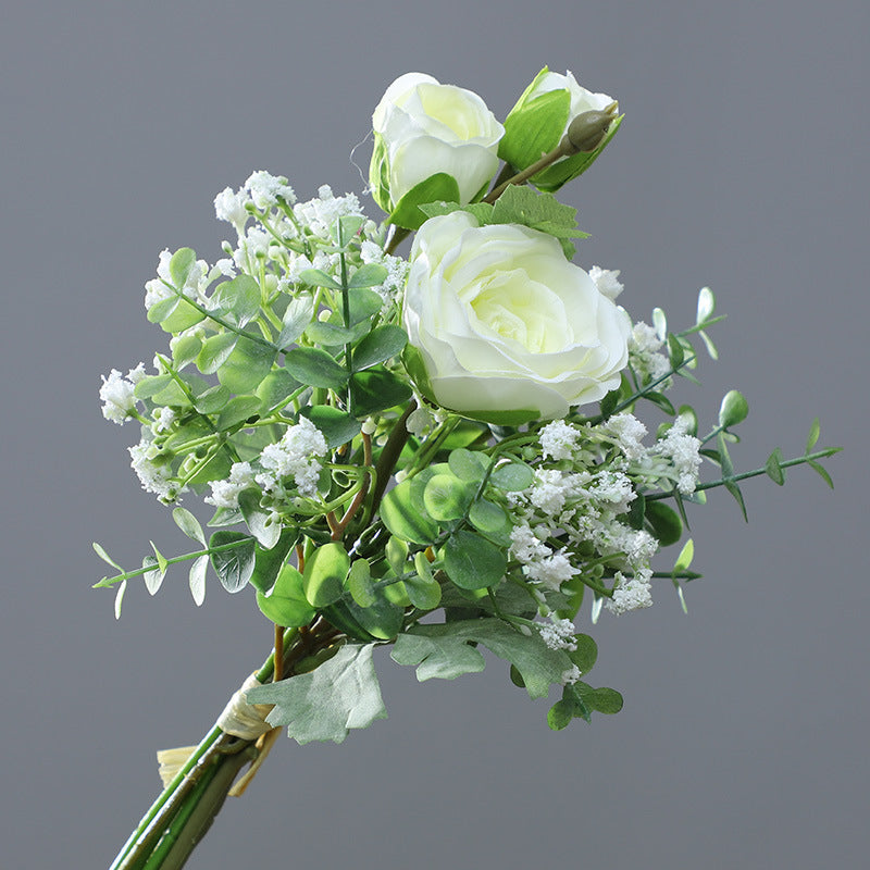 Ramo de Flores Artificiales Lotus con Paniculata, Ramo Único de Tela Efecto Seda, para Boda, Hogar y Escaparate