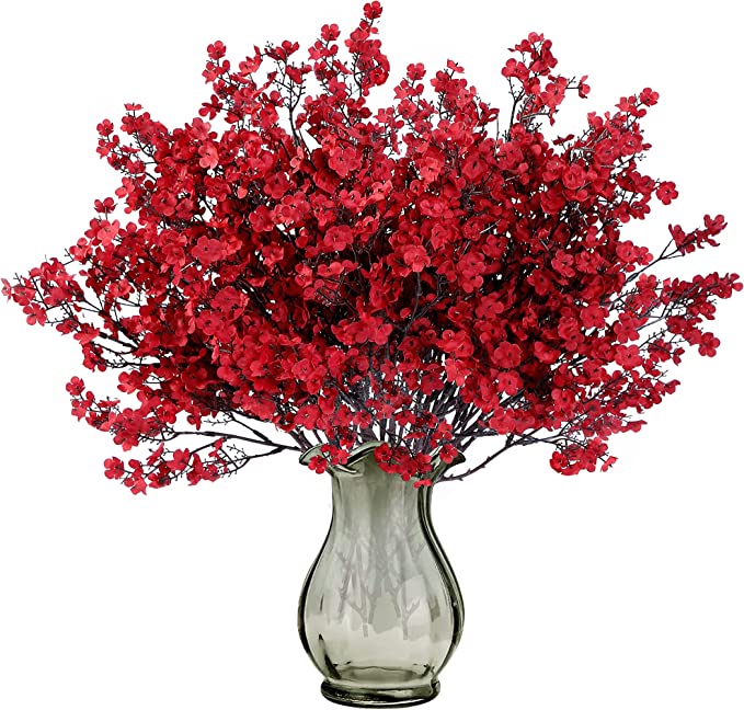 Paniculata artificial con tacto real de 19" x 30" 15 piezas para bodas y eventos - Rojo