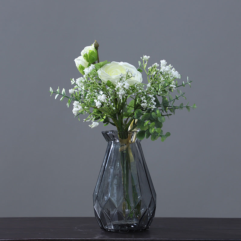 Ramo de Flores Artificiales Lotus con Paniculata, Ramo Único de Tela Efecto Seda, para Boda, Hogar y Escaparate
