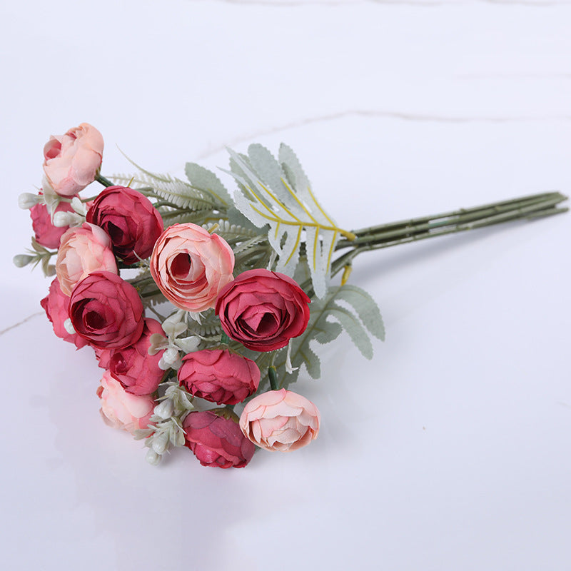 Peonías artificiales de 12" para decoración de interiores - Rosa
