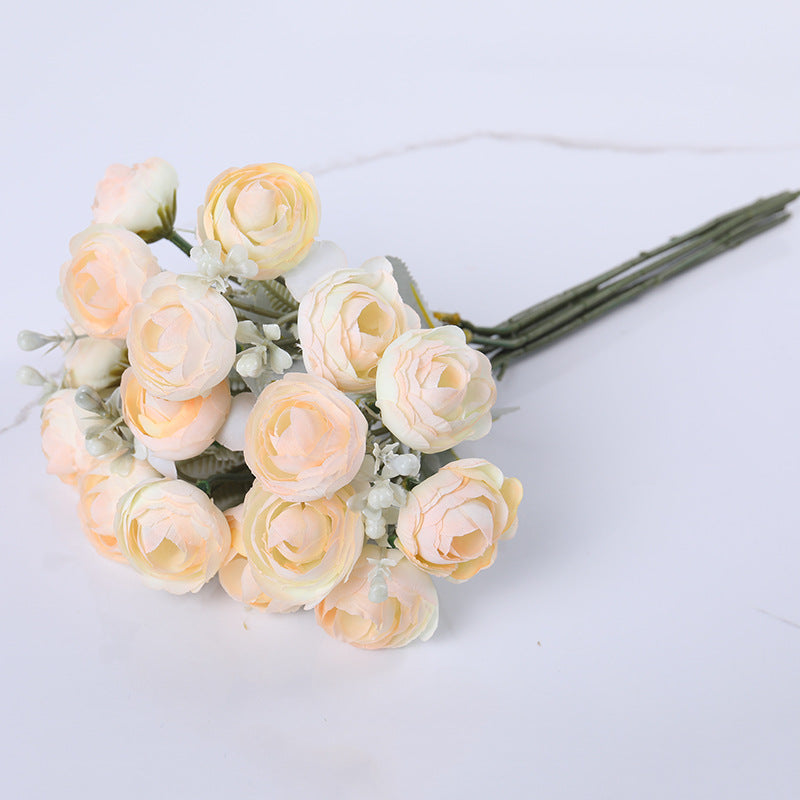 Peonías artificiales de 12" para decoración de interiores - Champán rosa