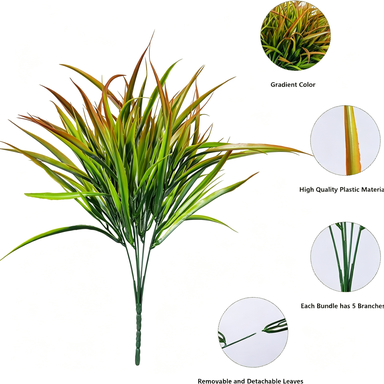 Planta Artificial de Hierba de Primavera, 37.8 cm, 2 Unidades, Plástico, Decoración Realista para Hogar y Exterior, Jardinería, Bodas, Eventos