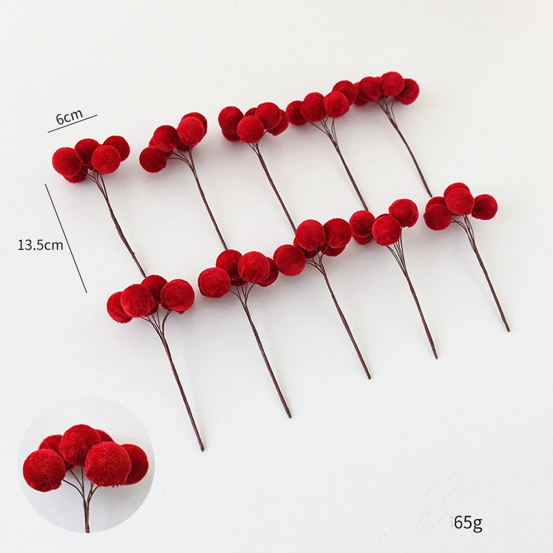 Ramo de 10 tallos de acebo artificial en tela, 13.5 cm, decoración navideña realista para centros de mesa, bodas, escaparates y eventos