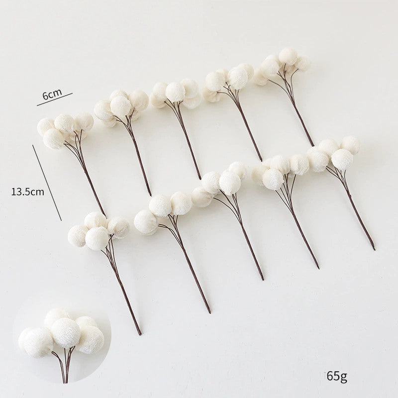 Ramo de 10 tallos de acebo artificial en tela, 13.5 cm, decoración navideña realista para centros de mesa, bodas, escaparates y eventos