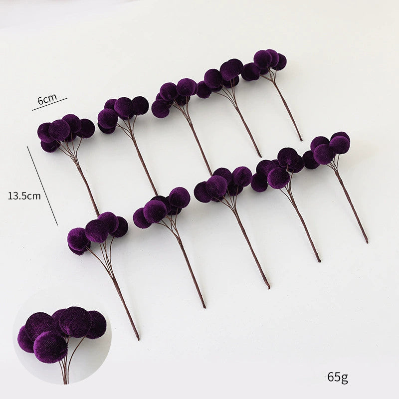 Ramo de 10 tallos de acebo artificial en tela, 13.5 cm, decoración navideña realista para centros de mesa, bodas, escaparates y eventos
