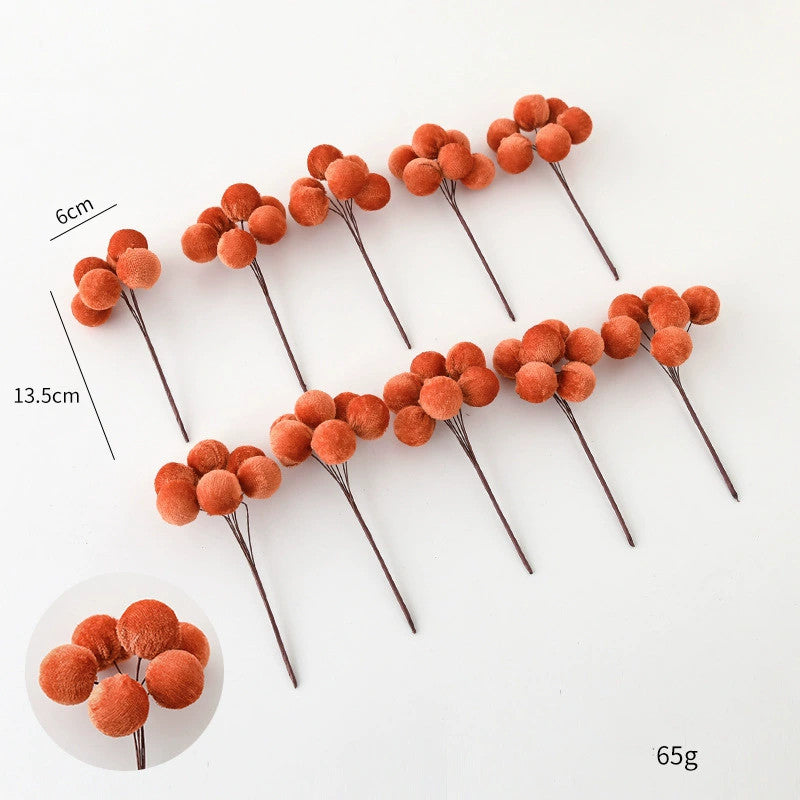 Ramo de 10 tallos de acebo artificial en tela, 13.5 cm, decoración navideña realista para centros de mesa, bodas, escaparates y eventos