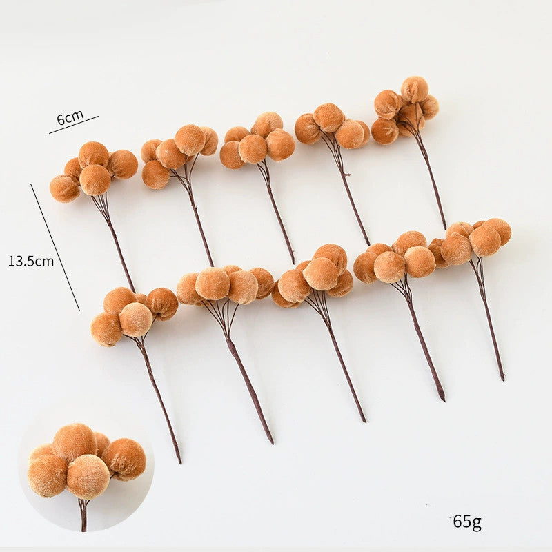 Ramo de 10 tallos de acebo artificial en tela, 13.5 cm, decoración navideña realista para centros de mesa, bodas, escaparates y eventos