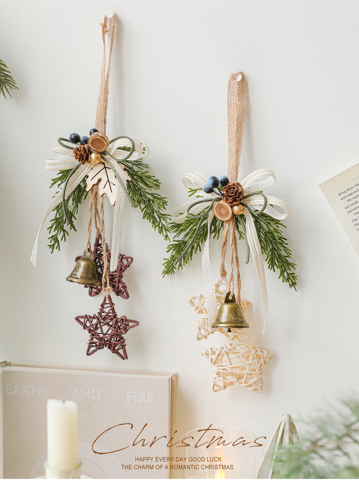 Campanas Navideñas Decorativas para Puertas - Juego de 9 Piezas para Árbol de Navidad, Ventanas y Paredes - Adornos Festivos de Alta Calidad