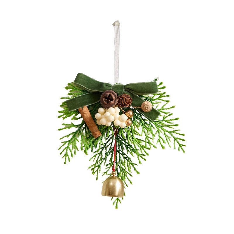 Adorno navideño colgante campana de Navidad con lazo, 13x16 cm, decoración realista para árbol, pared, puerta, regalo, 6 diseños