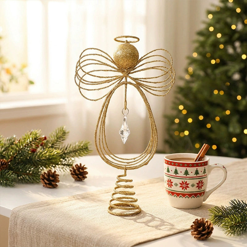 Estrella ángel para árbol de Navidad, decoración navideña realista 26.5cm, adorno para árbol de Navidad, escenario festivo, regalo único