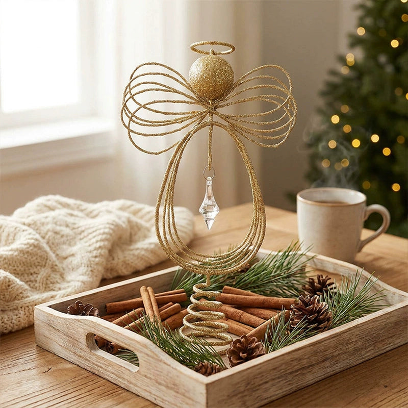 Estrella ángel para árbol de Navidad, decoración navideña realista 26.5cm, adorno para árbol de Navidad, escenario festivo, regalo único