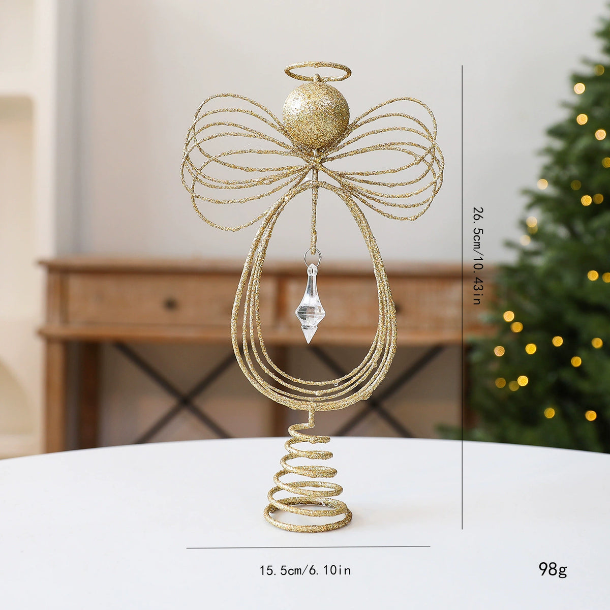 Estrella ángel para árbol de Navidad, decoración navideña realista 26.5cm, adorno para árbol de Navidad, escenario festivo, regalo único