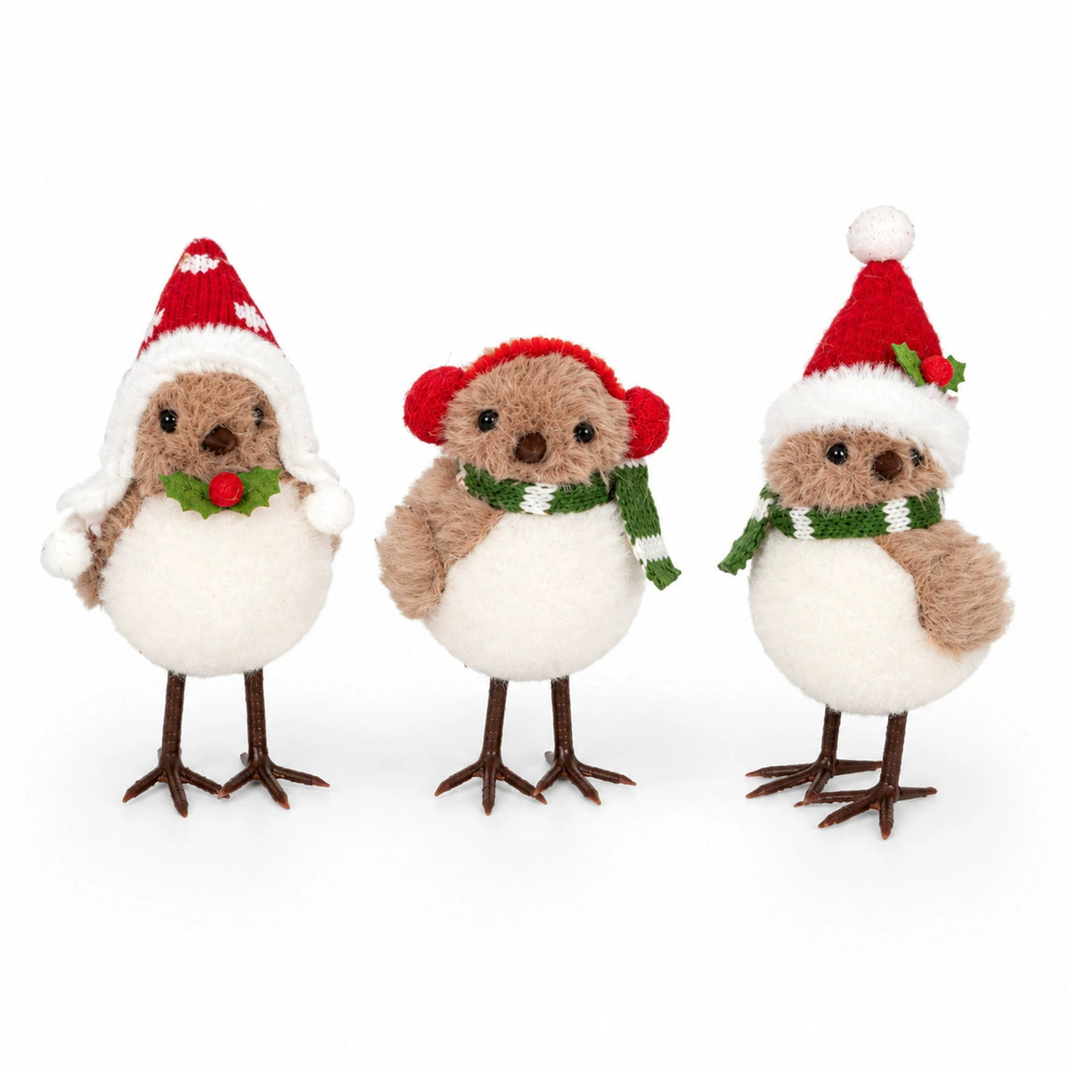 Adorno navideño de árbol pequeño con pájaro, 13 cm, decoración de espuma y felpa, colgante o centro de mesa, ideal para escaparates y regalos