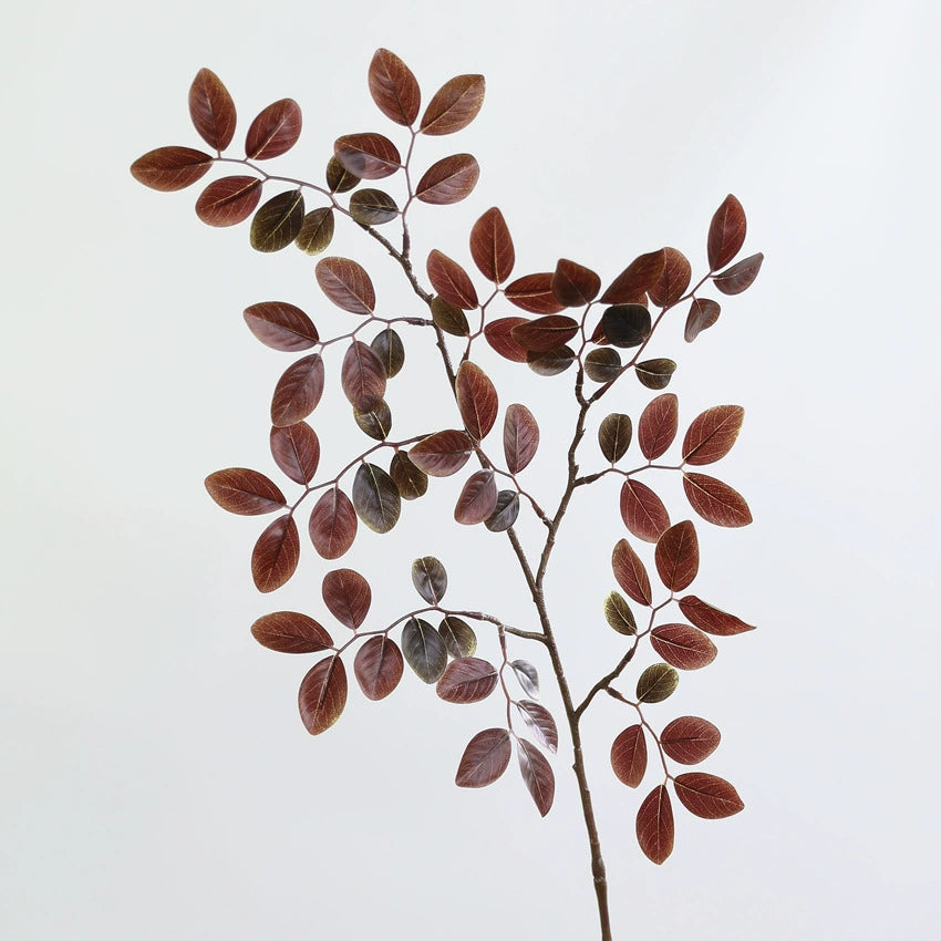 Ramitas de hojas de Podocarpus artificiales, 80 cm de largo, verde, vino tinto y naranja, decoración moderna, hotelera y hogareña