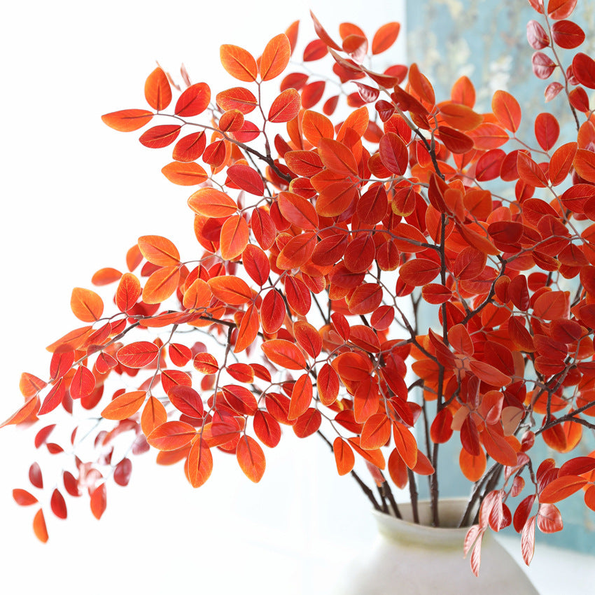 Ramitas de hojas de Podocarpus artificiales, 80 cm de largo, verde, vino tinto y naranja, decoración moderna, hotelera y hogareña