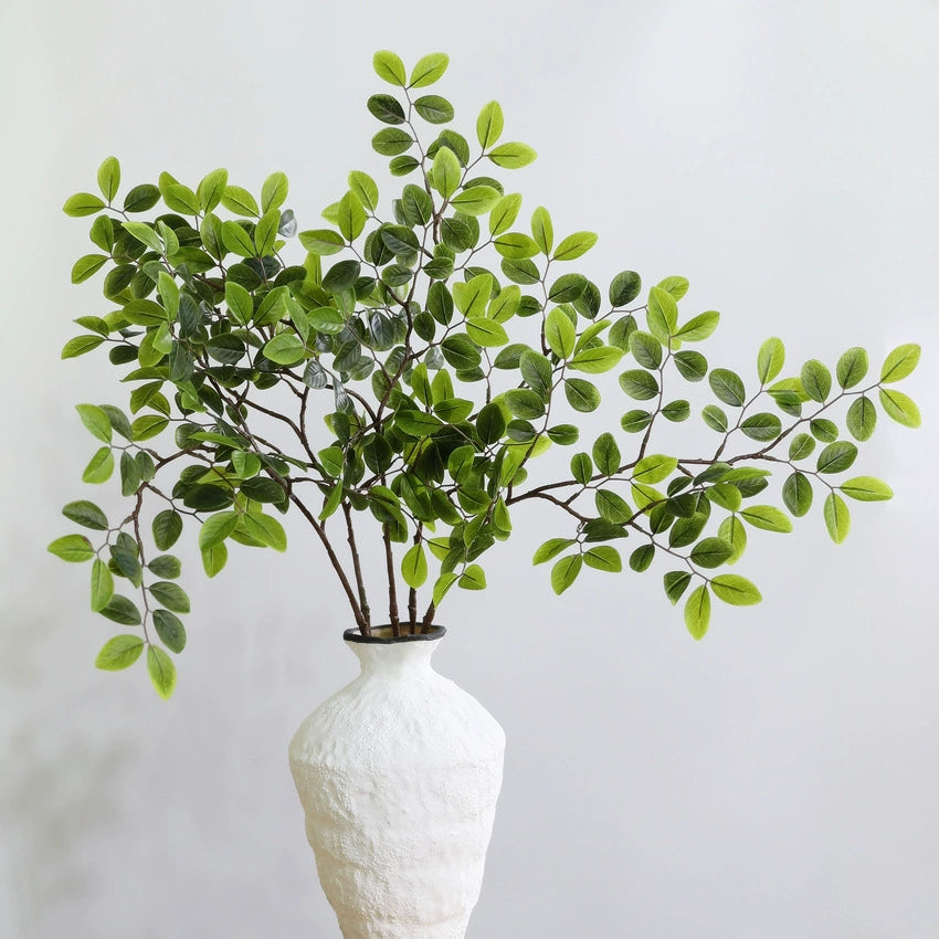 Ramitas de hojas de Podocarpus artificiales, 80 cm de largo, verde, vino tinto y naranja, decoración moderna, hotelera y hogareña