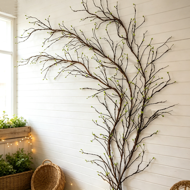 Enredadera artificial de 300 cm, rama decorativa de hojas secas, ideal para bodas, escaparates y decoración de paredes