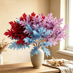 Ramita de Hojas de Roble Falsas de 58 cm, Decoración Moderna para Bodas y Hogar, Interior
