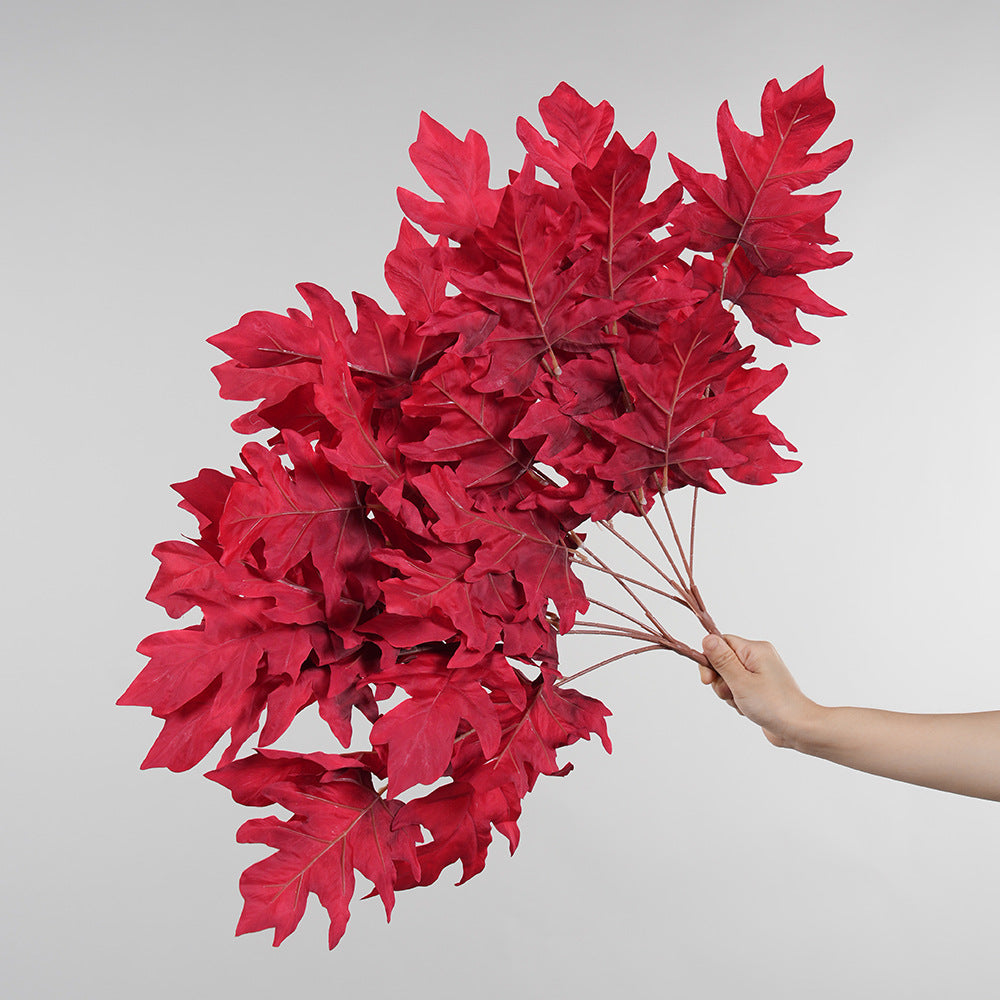 Ramita de Hojas de Roble Falsas de 58 cm, Decoración Moderna para Bodas y Hogar, Interior