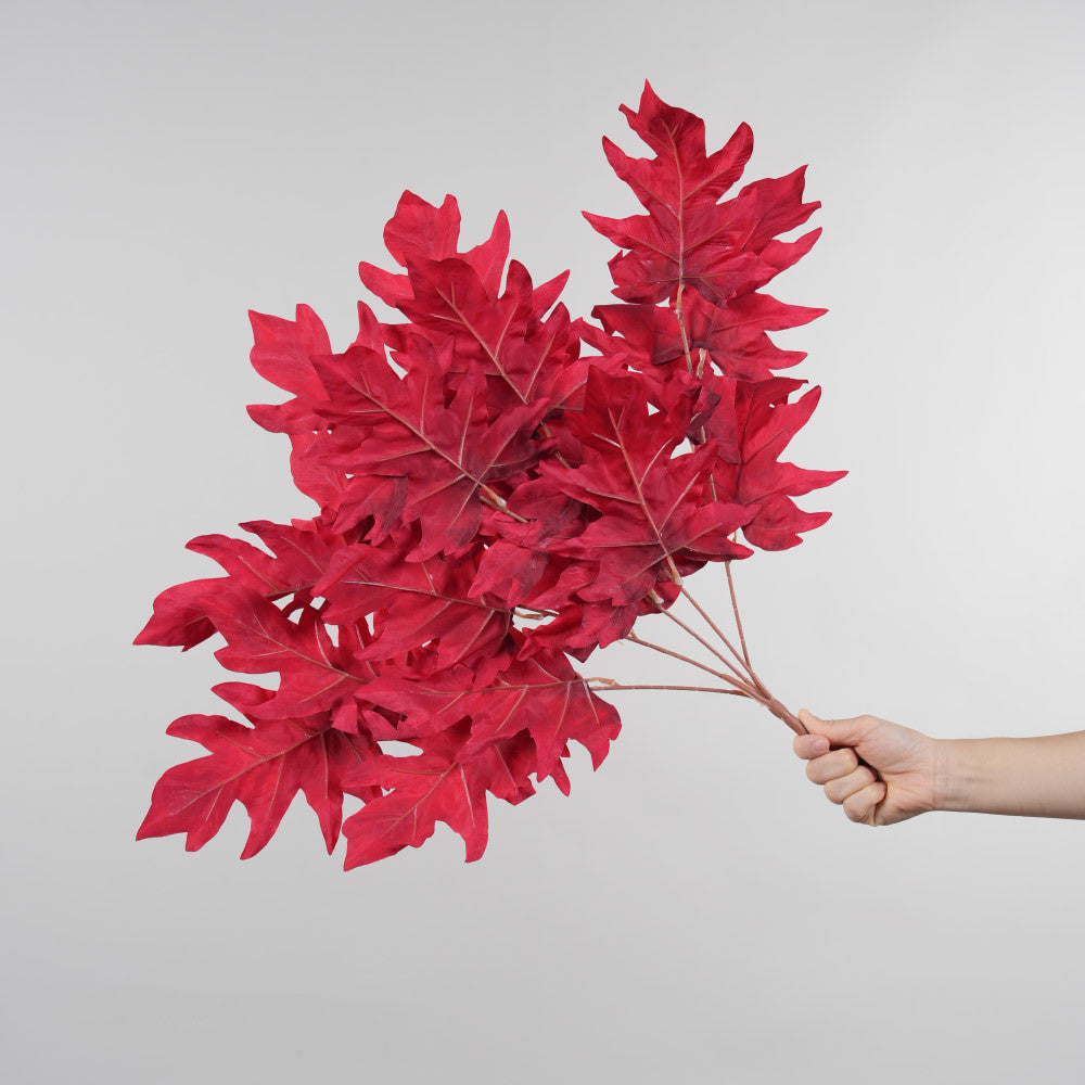 Ramita de Hojas de Roble Falsas de 58 cm, Decoración Moderna para Bodas y Hogar, Interior