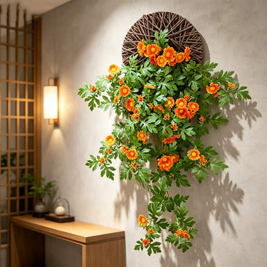 Planta artificial de margarita colgante, 80 cm, estilo rústico, incluye base, decoración de interiores