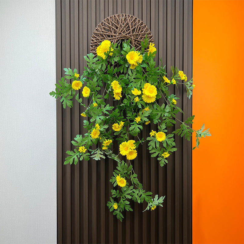 Planta artificial de margarita colgante, 80 cm, estilo rústico, incluye base, decoración de interiores