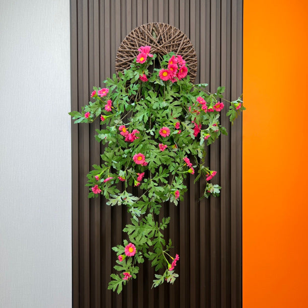 Planta artificial de margarita colgante, 80 cm, estilo rústico, incluye base, decoración de interiores