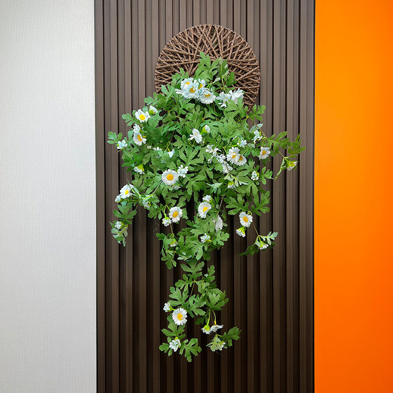 Planta artificial de margarita colgante, 80 cm, estilo rústico, incluye base, decoración de interiores
