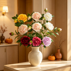 Ramo de peonía artificial, 67 cm, 2 flores de 12 cm, decoración de mesa y hogar, imita peonía real, para bodegones y fotografía