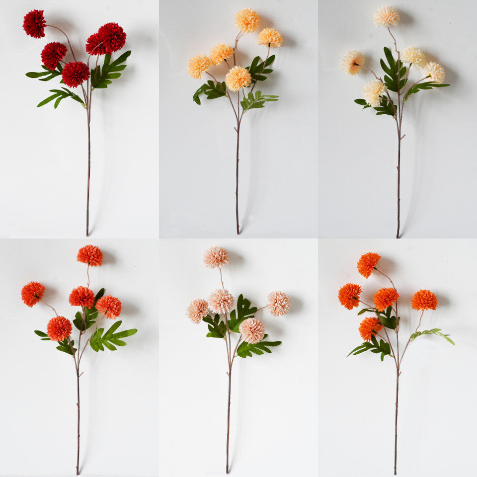 Ramo de Crisantemos Artificial en Seda - 52cm de Alto - 5 Flores por Arbusto - Decoración de Boda y Hogar - Sin Maceta