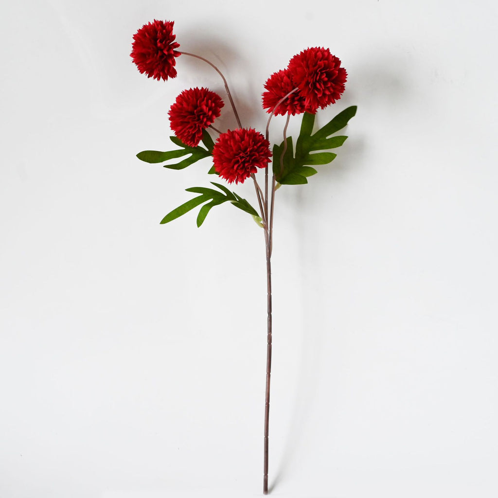 Ramo de Crisantemos Artificial en Seda - 52cm de Alto - 5 Flores por Arbusto - Decoración de Boda y Hogar - Sin Maceta