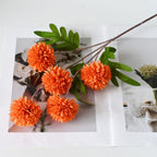 Ramo de Crisantemos Artificial en Seda - 52cm de Alto - 5 Flores por Arbusto - Decoración de Boda y Hogar - Sin Maceta