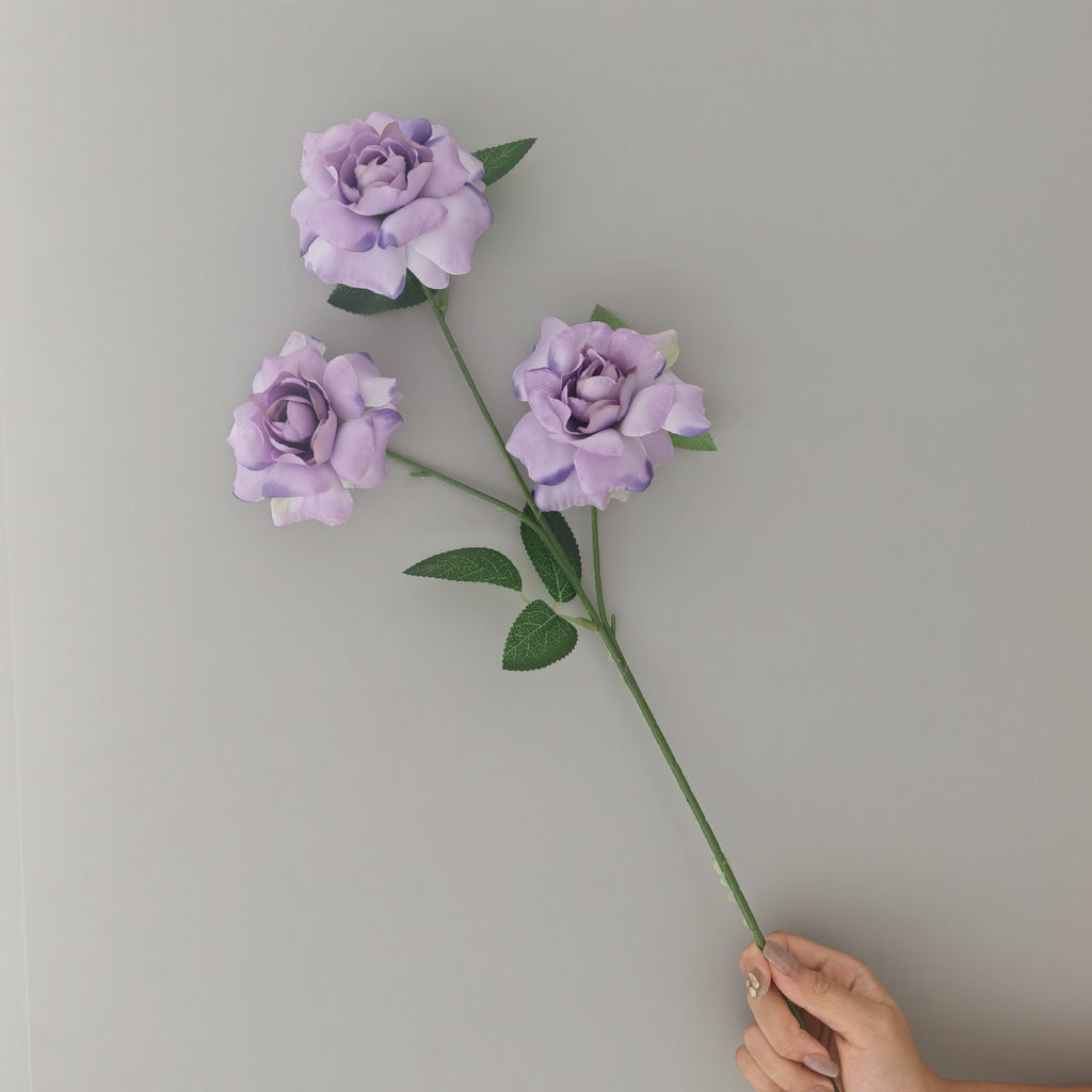 Ramo de Rosas Artificial de Seda con 3 Flores, 60 cm, Decoración para Boda y Hogar, Sin Maceta