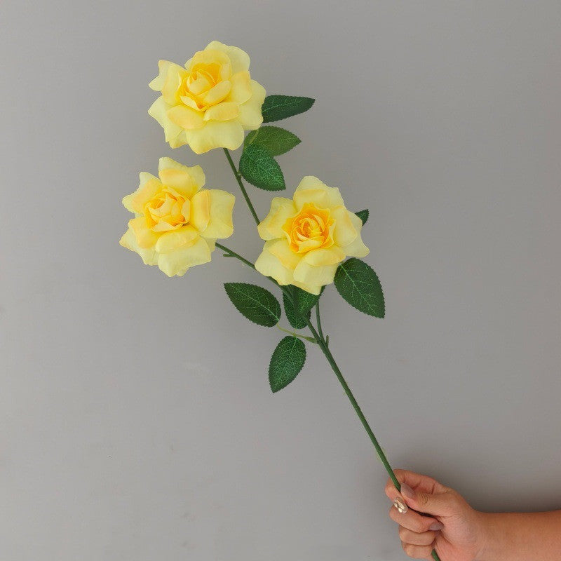 Ramo de Rosas Artificial de Seda con 3 Flores, 60 cm, Decoración para Boda y Hogar, Sin Maceta