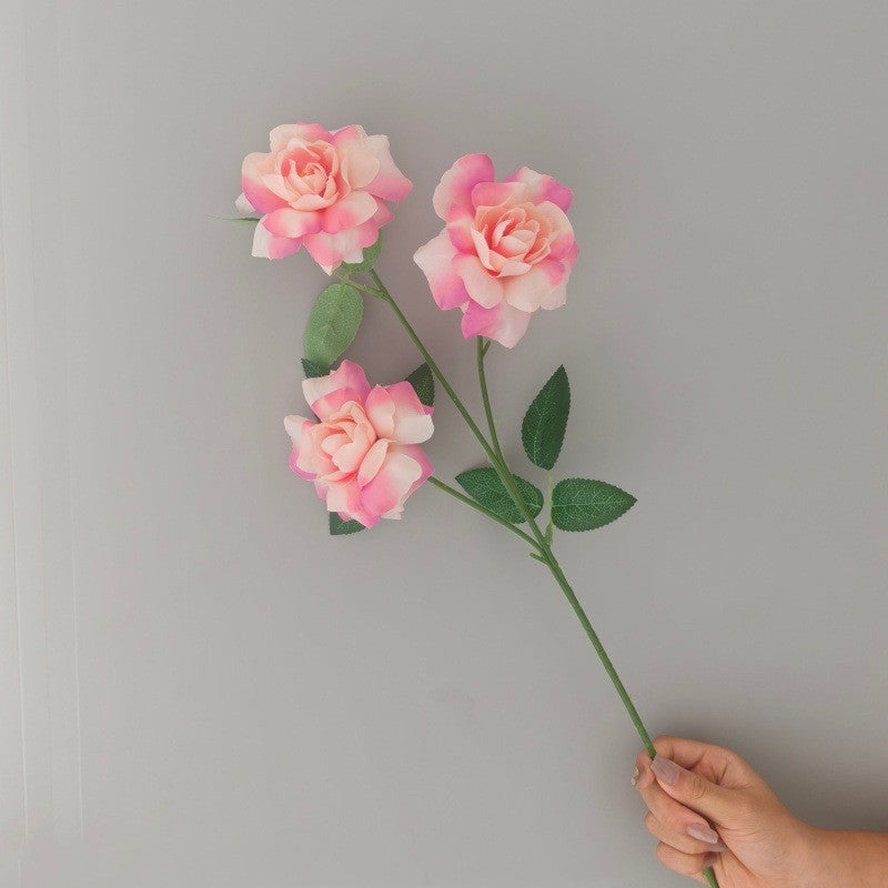 Ramo de Rosas Artificial de Seda con 3 Flores, 60 cm, Decoración para Boda y Hogar, Sin Maceta