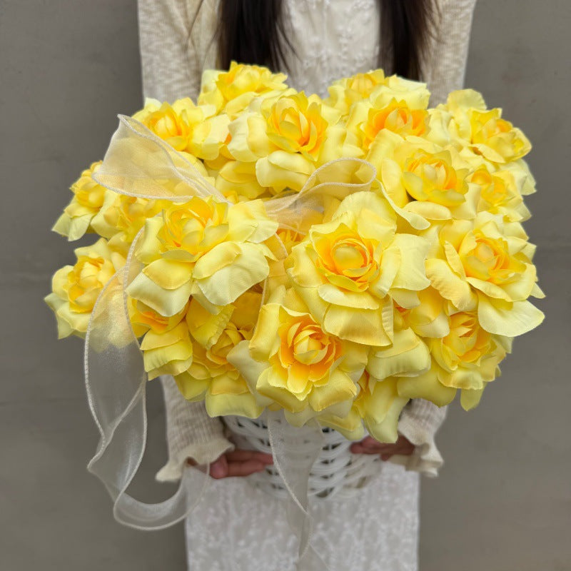 Ramo de Rosas Artificial de Seda con 3 Flores, 60 cm, Decoración para Boda y Hogar, Sin Maceta