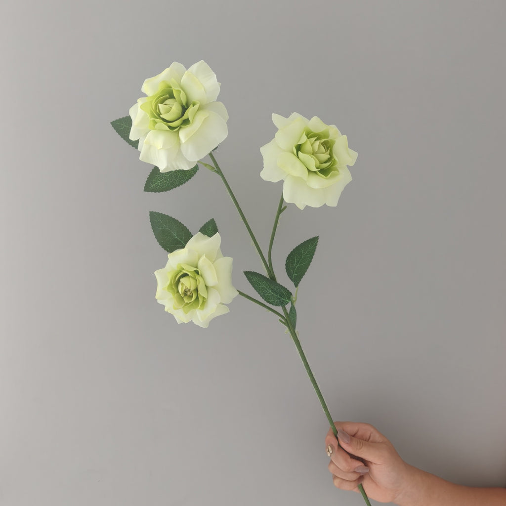 Ramo de Rosas Artificial de Seda con 3 Flores, 60 cm, Decoración para Boda y Hogar, Sin Maceta