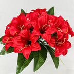 Ramo de Flores Artificiales de Lirio, 5 Cabezas, 32 cm de Altura, Ideal para Decoración de Interiores, Hecho de Seda, Sin Jarrón Incluido