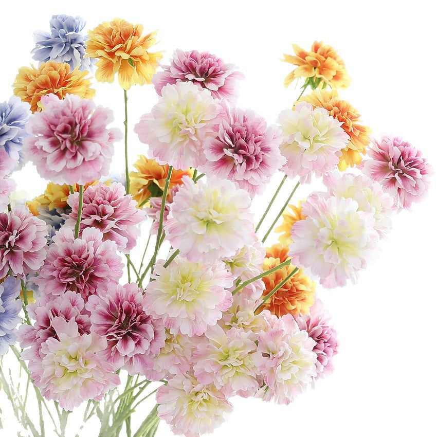 Flores Artificiales de Escabiosa, Ramo de 80 cm, 3 Cabezas, Decoración para Bodas y Hogar