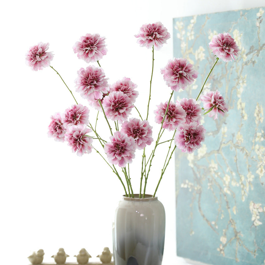 Flores Artificiales de Escabiosa, Ramo de 80 cm, 3 Cabezas, Decoración para Bodas y Hogar