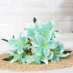 Lirios artificiales de seda, ramo de 7 flores, 35 cm, decoración elegante para bodas y hogar, sin maceta