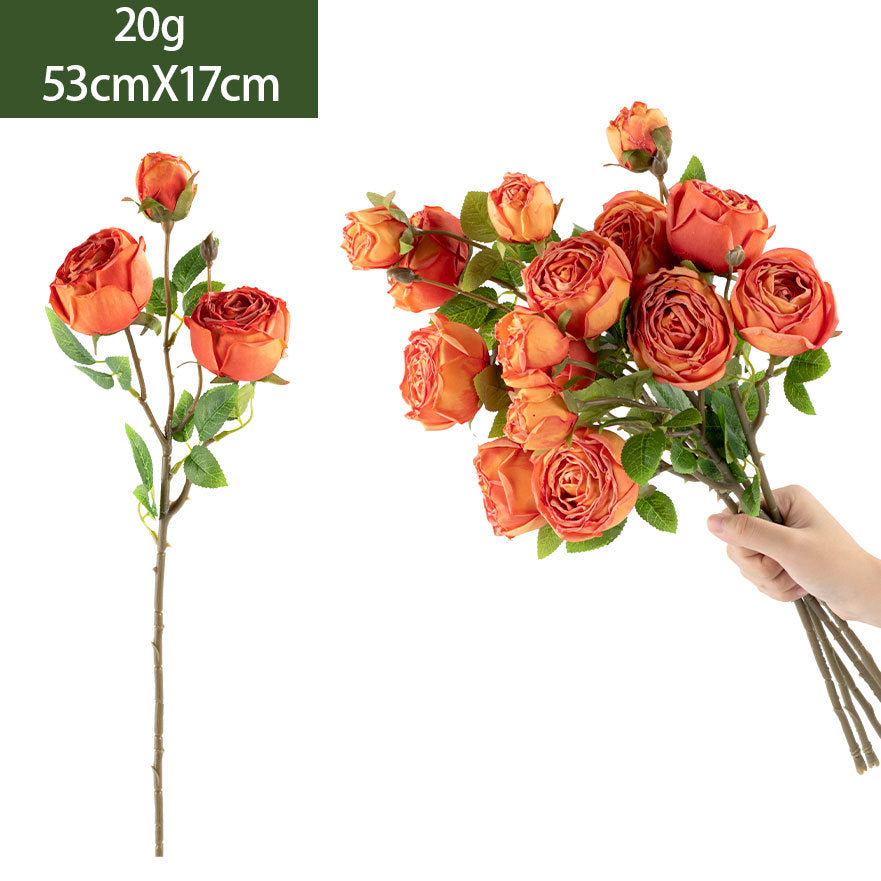 Ramo de rosas artificiales de alta calidad, 53 cm, tela de seda, decoración para hogar, mesa de comedor, centro de mesa