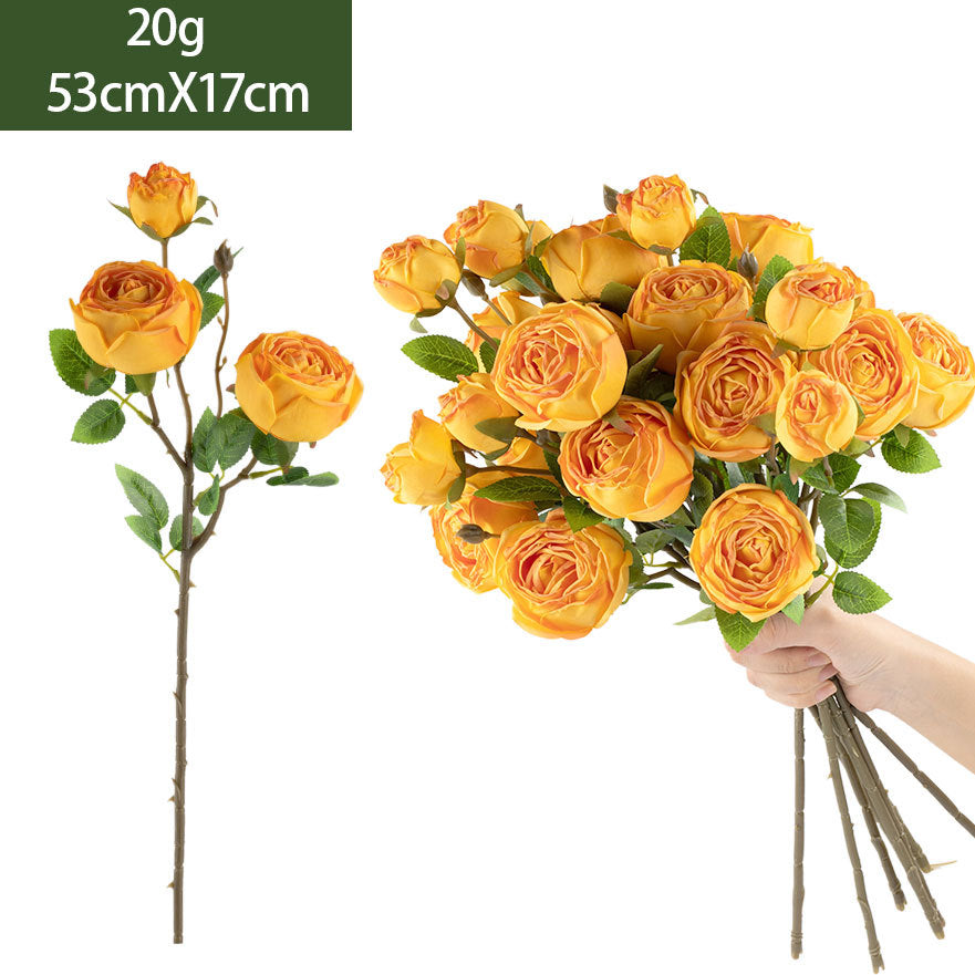 Ramo de rosas artificiales de alta calidad, 53 cm, tela de seda, decoración para hogar, mesa de comedor, centro de mesa