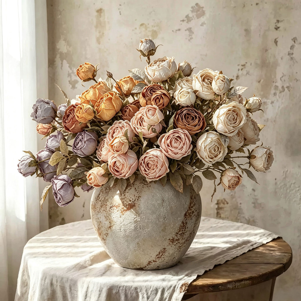 Ramo de rosas artificiales de alta calidad, 53 cm, tela de seda, decoración para hogar, mesa de comedor, centro de mesa