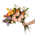 Ramo de rosas artificiales de alta calidad, 53 cm, tela de seda, decoración para hogar, mesa de comedor, centro de mesa