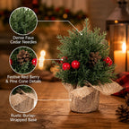 Árbol de Navidad decorativo en lino, 15-20-25 cm, adorno navideño para mesa, hogar o regalo, con piñas, estilo rústico